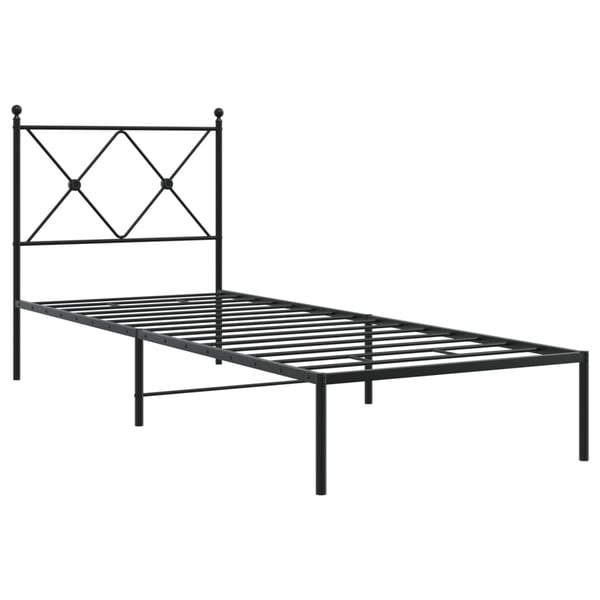 vidaXL Sengeramme i metall med hodegavl svart 75x190 cm