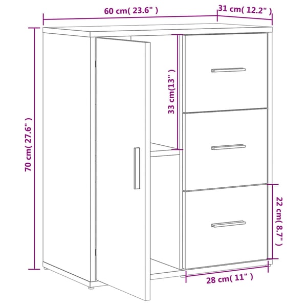 vidaXL Skjenker 2 røkt eik 60x31x70 cm konstruert tre