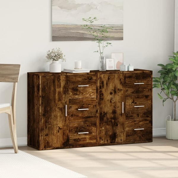 vidaXL Skjenker 2 røkt eik 60x31x70 cm konstruert tre