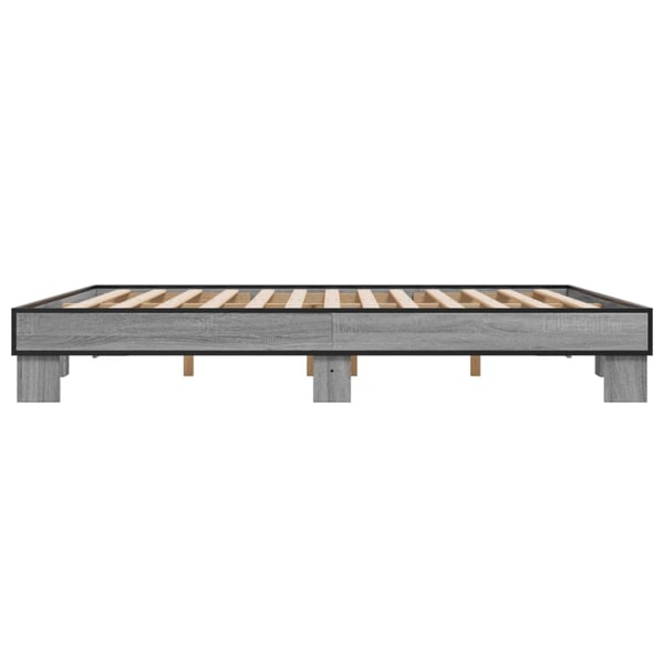 vidaXL Sengeramme grå sonoma 200x200 cm konstruert tre og metall