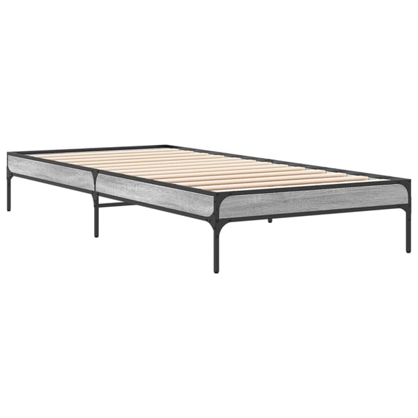vidaXL sengeramme 90x190 cm konstrueret træ og metal grå sonoma-eg