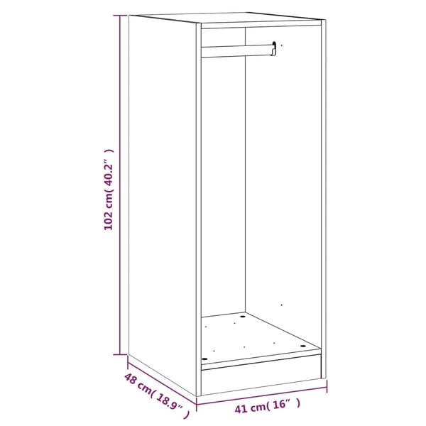 vidaXL Garderobe røkt eik 48x41x102 cm konstruert tre