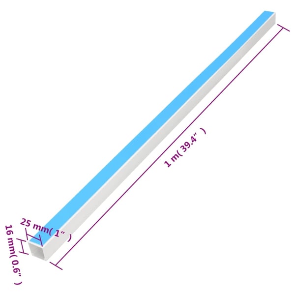 vidaXL Kabelkanaler selvklebende 25x16 mm 10 m PVC