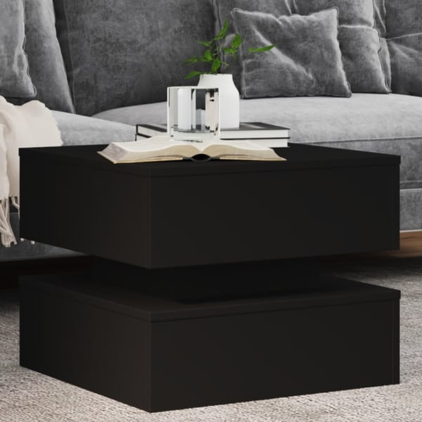 vidaXL Sohvapöytä LED-valoilla musta 50x50x40 cm