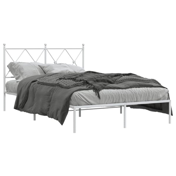 vidaXL Sengeramme i metall med hodegavl hvit 120x200 cm
