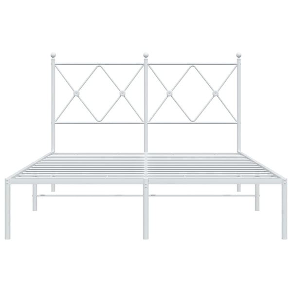 vidaXL Sengeramme i metall med hodegavl hvit 120x200 cm