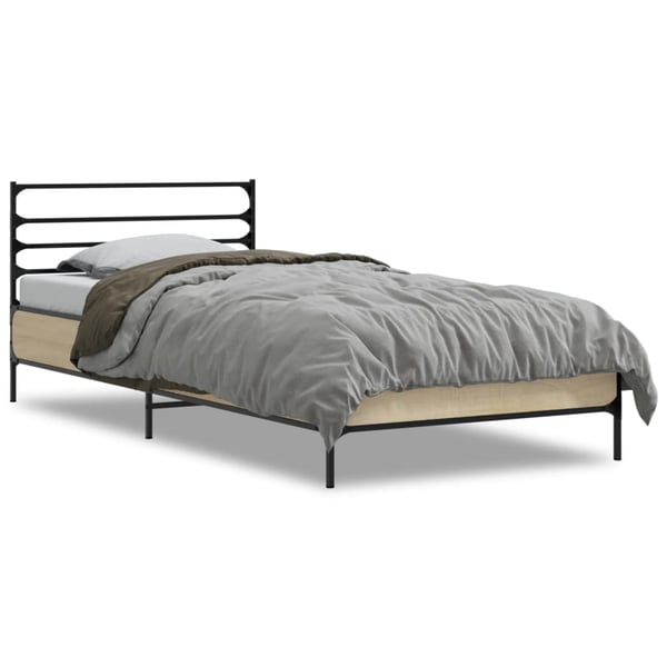 vidaXL Sengeramme sonoma eik 75x190 cm konstruert tre og metall