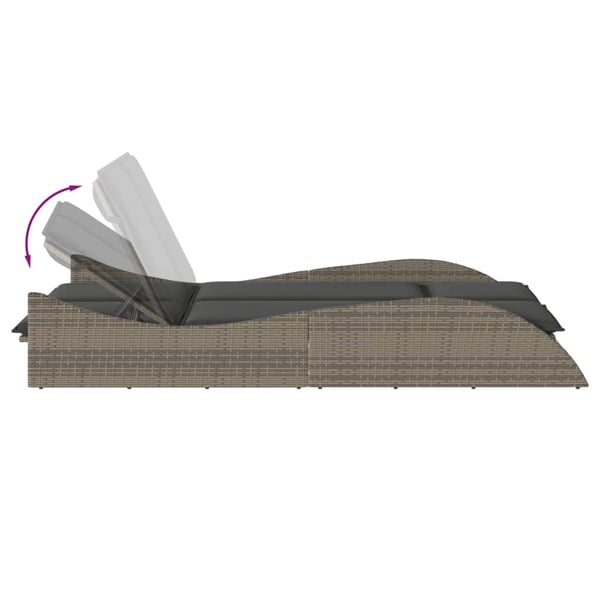 vidaXL liggestol med hynder 114x205x73 cm polyrattan grå