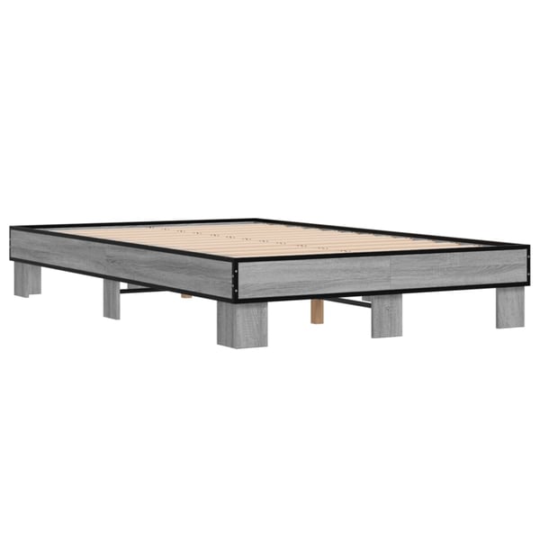 vidaXL Sengeramme grå sonoma 140x200 cm konstruert tre og metall