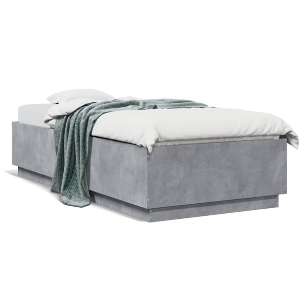 vidaXL Sängynrunko betoninharmaa 90x200 cm tekninen puu