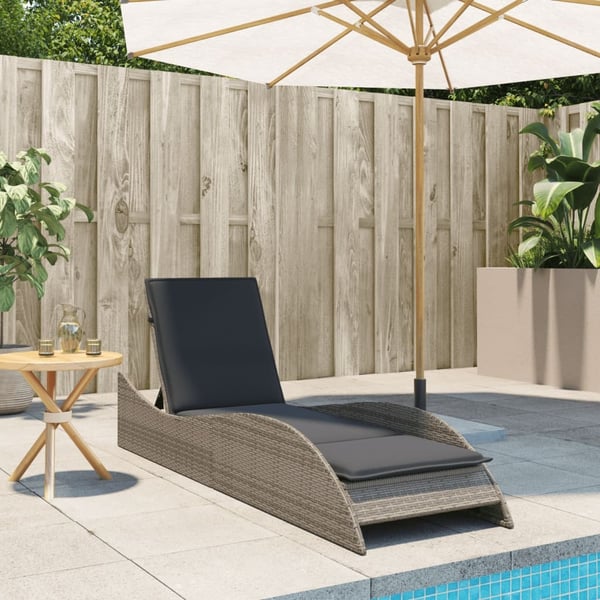 vidaXL Solsäng med dyna grå 60x205x73 cm konstrotting