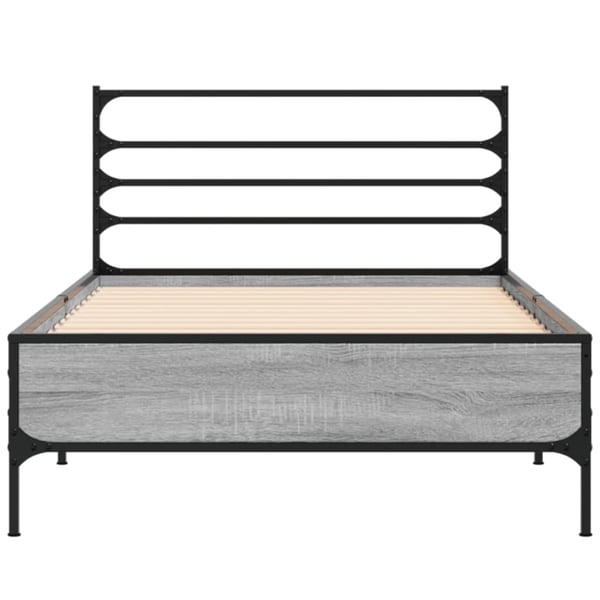 vidaXL Sengeramme grå sonoma 75x190 cm konstruert tre og metall