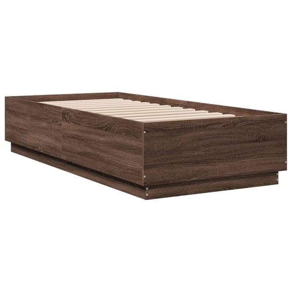 vidaXL sengeramme 90x200 cm konstrueret træ brun egetræsfarve