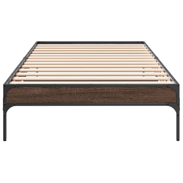 vidaXL Sengeramme brun eik 90x190 cm konstruert tre og metall