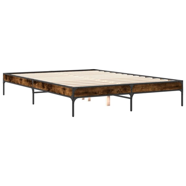 vidaXL Sengeramme røkt eik 140x200 cm konstruert tre og metall