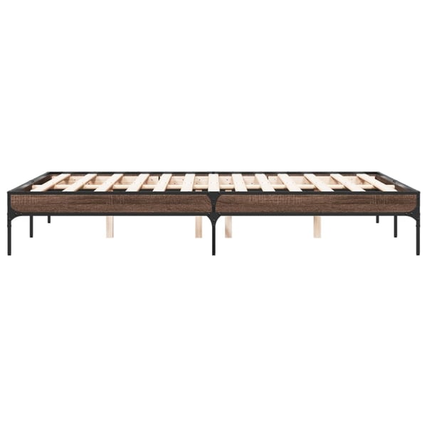 vidaXL sengestel 140x190 cm konstrueret træ og metal brun egetræsfarve