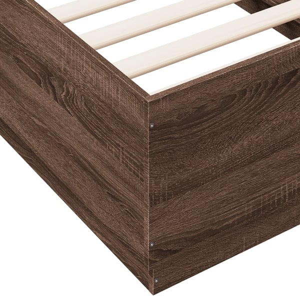 vidaXL Sengeramme med LED-lys brun eik 75x190 cm konstruert tre