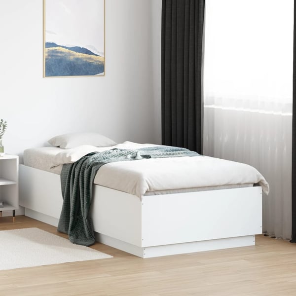 vidaXL sengeramme 90x190 cm konstrueret træ hvid