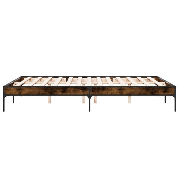 vidaXL Sengeramme røkt eik 150x200 cm konstruert tre og metall