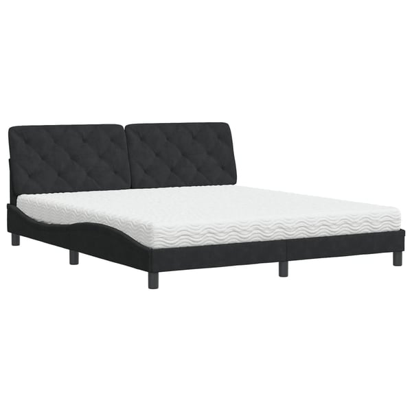 vidaXL seng med madras 180x200 cm velour sort