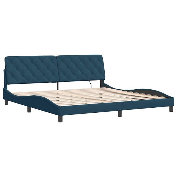 vidaXL sengeramme med LED uden madras 160x200 cm velour lyseblå
