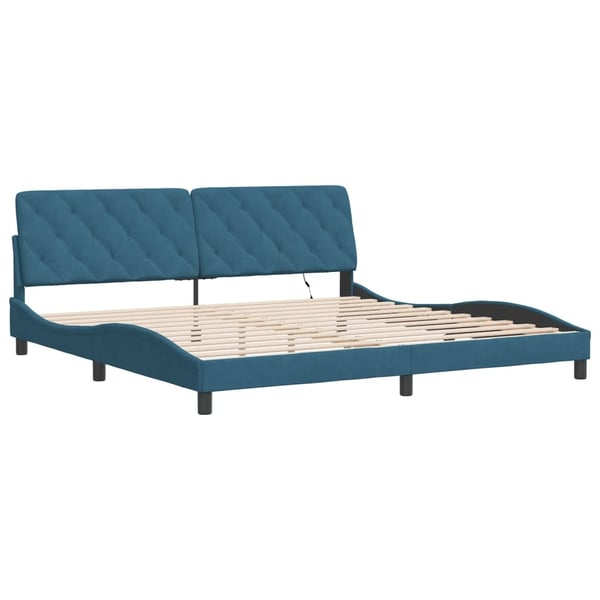 vidaXL sengeramme med LED uden madras 160x200 cm velour lyseblå