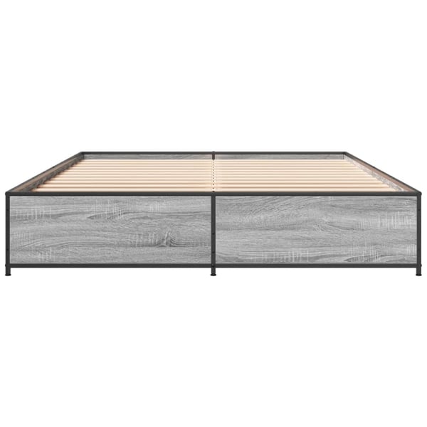 vidaXL Sengeramme grå sonoma 135x190 cm konstruert tre og metall