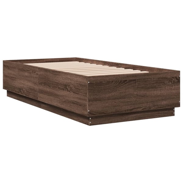 vidaXL sengeramme 75x190 cm konstrueret træ brun egetræsfarve