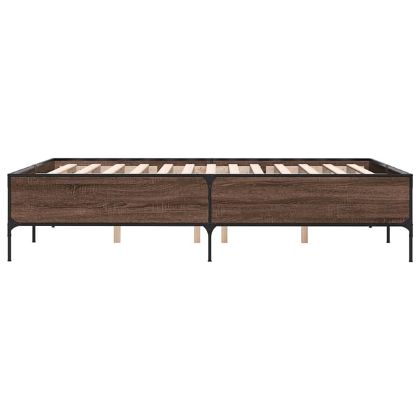 vidaXL Sengeramme brun eik 135x190 cm konstruert tre og metall