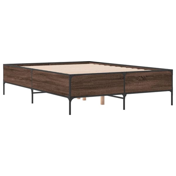 vidaXL Sengeramme brun eik 135x190 cm konstruert tre og metall