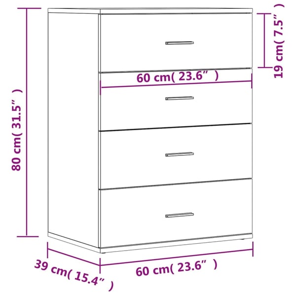 vidaXL Skjenker 2 stk betonggrå 60x39x80 cm konstruert tre
