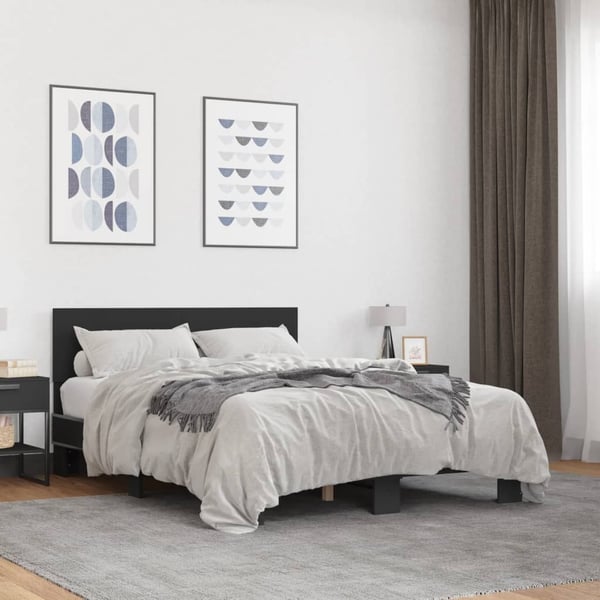 vidaXL Sengeramme svart 140x190 cm konstruert tre og metall