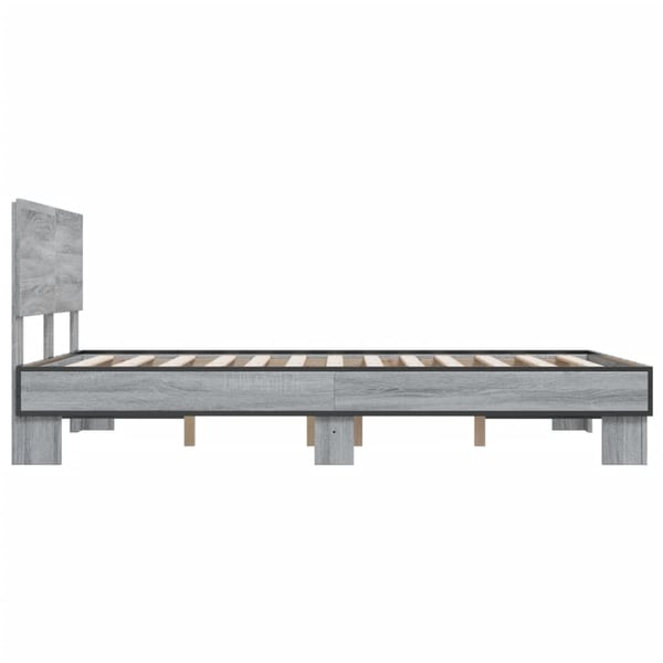 vidaXL Sengeramme grå sonoma 135x190 cm konstruert tre og metall