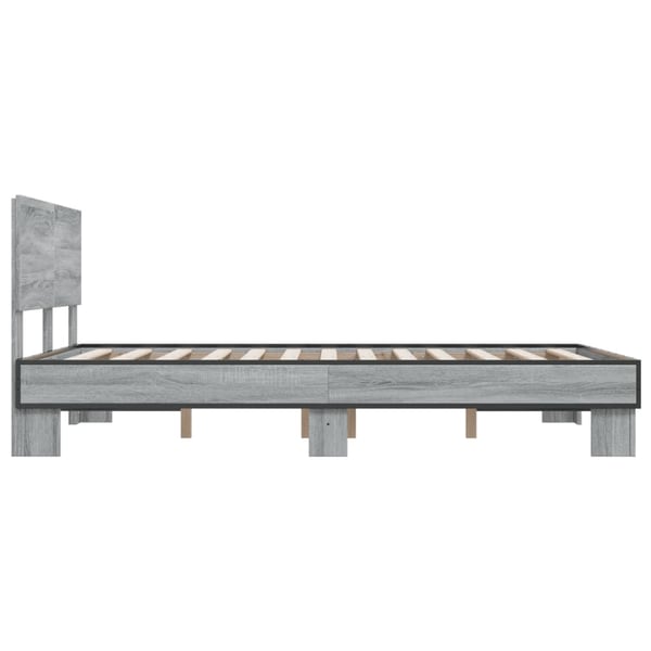 vidaXL Sengeramme grå sonoma 120x200 cm konstruert tre og metall