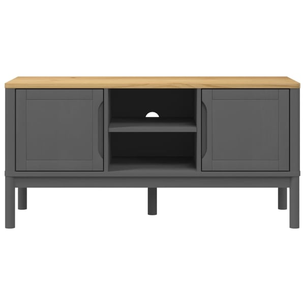 vidaXL TV-benk FLORO grå 114x43x55 cm heltre furu