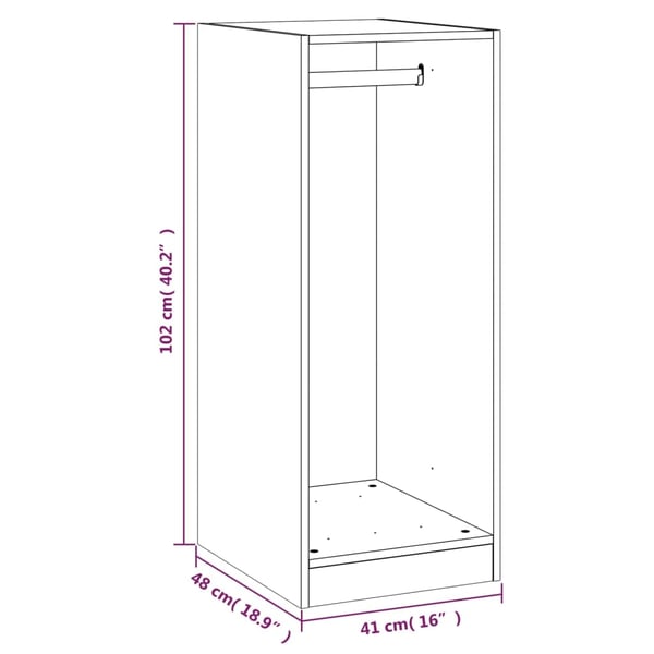 vidaXL Garderobe sonoma eik 48x41x102 cm konstruert tre