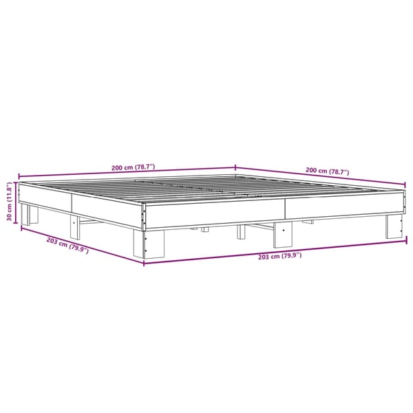 vidaXL Sengeramme sonoma eik 200x200 cm konstruert tre og metall