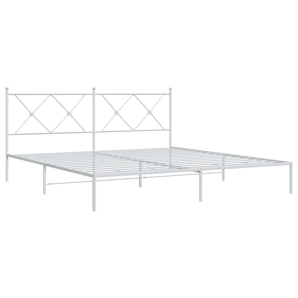 vidaXL Sengeramme i metall med hodegavl hvit 183x213 cm