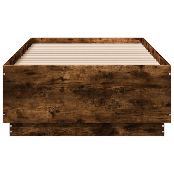 vidaXL Sengeramme med LED-lys røkt eik 75x190 cm konstruert tre