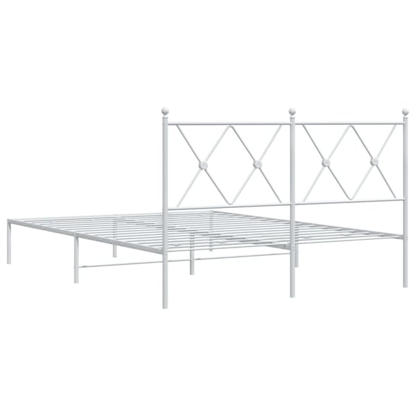 vidaXL Sengeramme i metall med hodegavl hvit 140x200 cm
