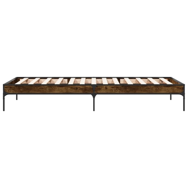 vidaXL Sengeramme røkt eik 90x190 cm konstruert tre og metall
