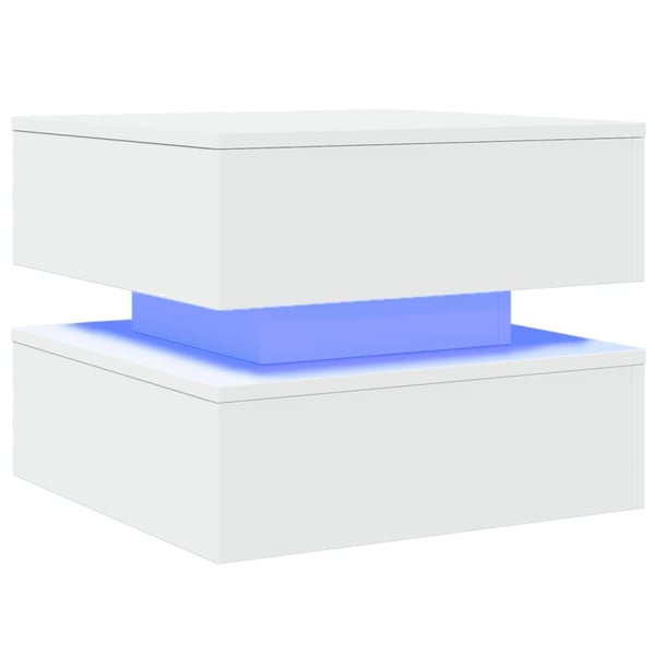 vidaXL Salongbord med LED-lys hvit 50x50x40 cm