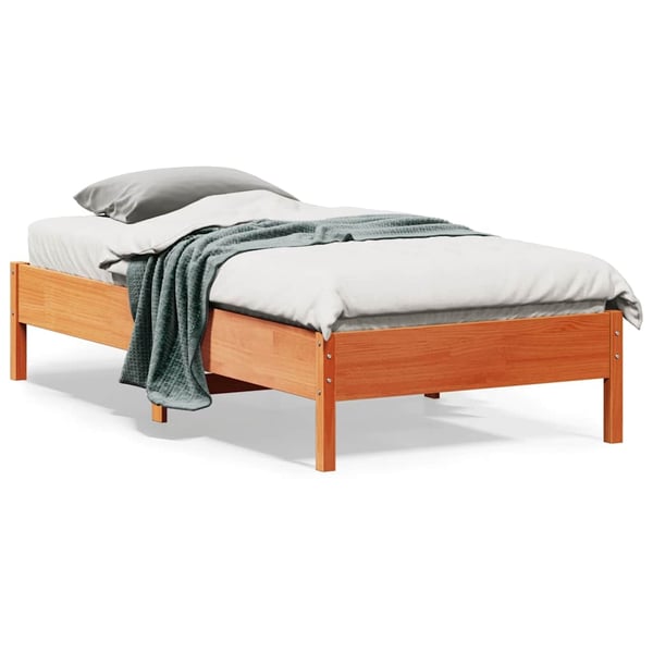 vidaXL Sengeramme uten madrass voksbrun 90x190 cm heltre furu