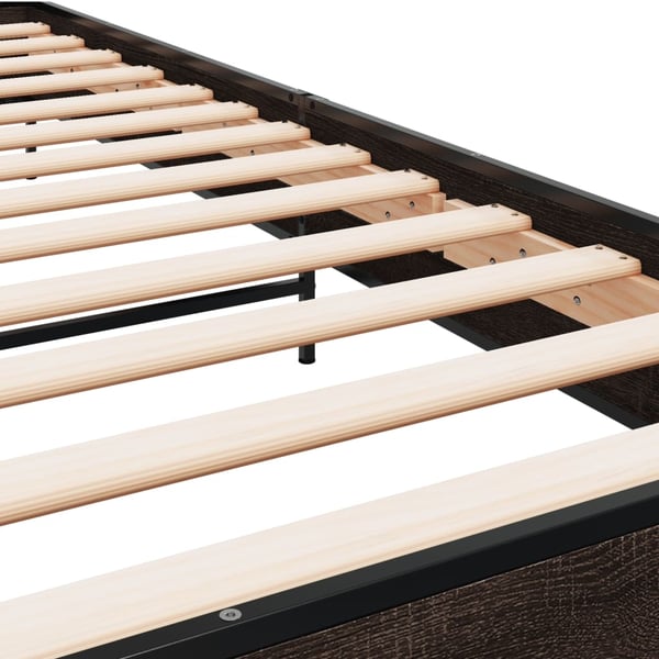 vidaXL Sengeramme brun eik 100x200 cm konstruert tre og metall