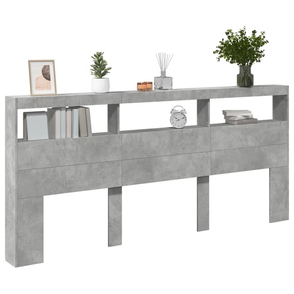 vidaXL Hodegavl skap med LED betonggrå 220x17x102 cm