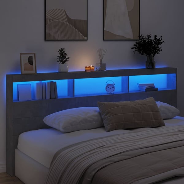 vidaXL Hodegavl skap med LED betonggrå 220x17x102 cm