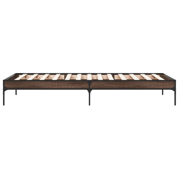 vidaXL Sengeramme brun eik 100x200 cm konstruert tre og metall