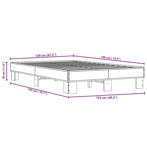 vidaXL Sengeramme sonoma eik 120x190 cm konstruert tre og metall