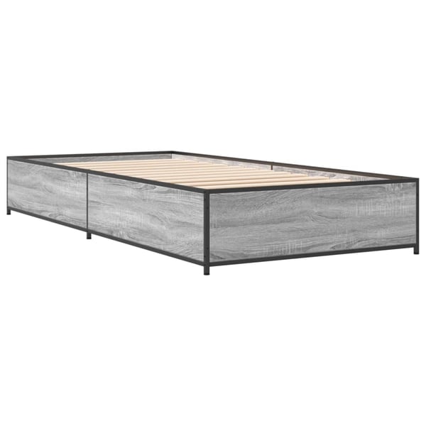 vidaXL Sengeramme grå sonoma 100x200 cm konstruert tre og metall
