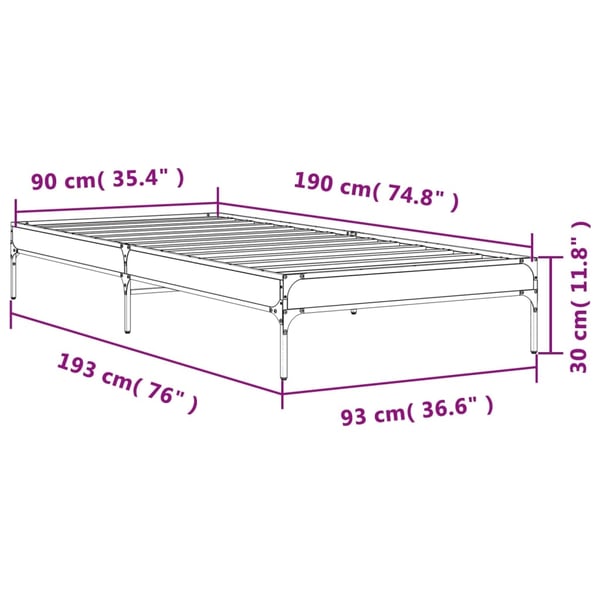 vidaXL Sengeramme svart 90x190 cm konstruert tre og metall